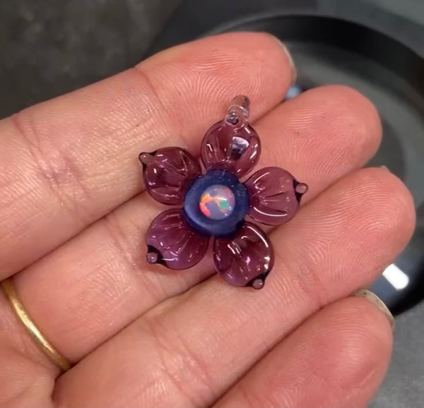 Mars Glass Opal Flower Pendant